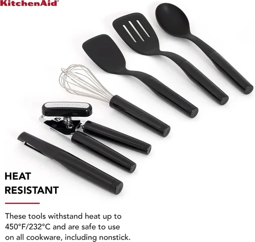 Vista 4 de KitchenAid Juego universal de herramientas y artilugios, 6 piezas, negro