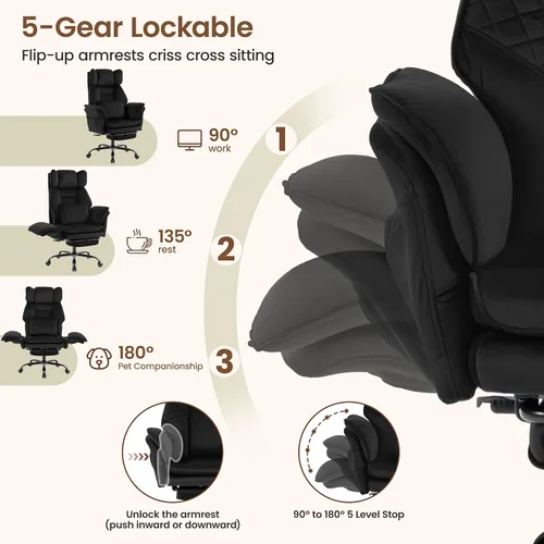 Vista 5 de Criss Cross Office Chair, Big and Tall Desk Chair Comty with Foot Rest Black