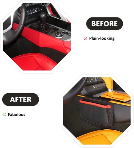 Vista 2 de Oxford - Caja de almacenamiento para consola central de tela para Chevrolet Corvette C7 2014-2019 Co-Pilot - Organizador colgante para consola