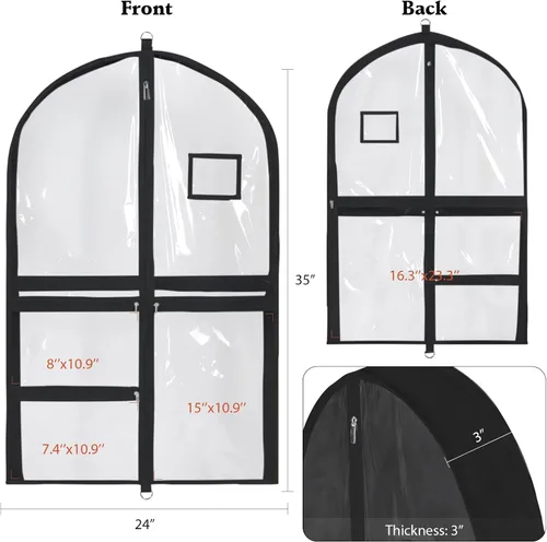 Vista 3 de Univivi Bolsas de PVC transparente para disfraz de baile, bolsa de ropa de 35 pulgadas para competiciones de baile, con 3 bolsillos separados