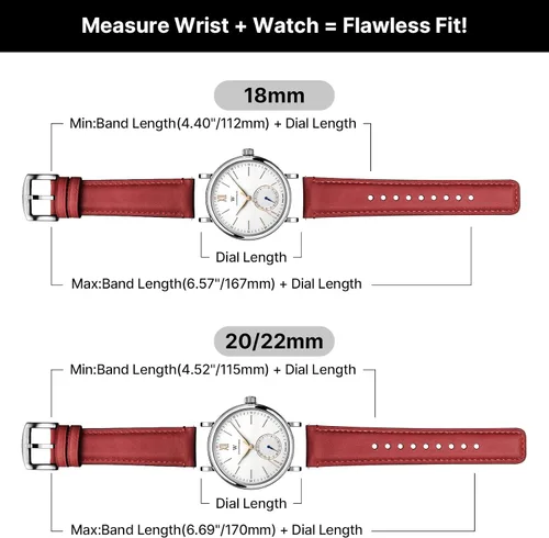 Vista 24 de Fullmosa Correa de reloj de liberación rápida de 0.866 in, 0.787 in y 0.709 in, bandas de cuero bruñido para Samsung Galaxy Watch/Garmin Watch