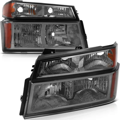 Vista 43 de Conjunto de faros delanteros para Chevy Avalanche 1500 2003-2006 para Avalanche 2500 03-06 para 1500 Classic 2007 carcasa negra reflector ámbar