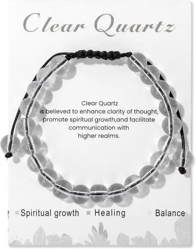 Vista 56 de Pulsera de cristal curativo para mujer de 0.315 in, pulsera de cuentas de cristal natural ajustable hecha a mano, joyería curativa, regalo