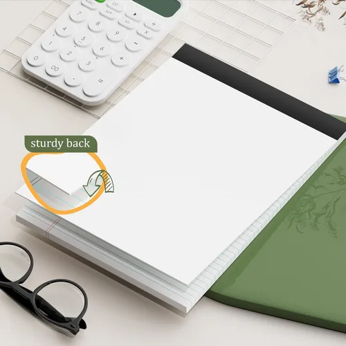 Vista 3 de AILZFEI 12 paquetes de blocs de notas de tamaño legal, de 8.5 x 11.75, cuadernos de papel blanco con renglones de estilo universitario, 30 hojas por