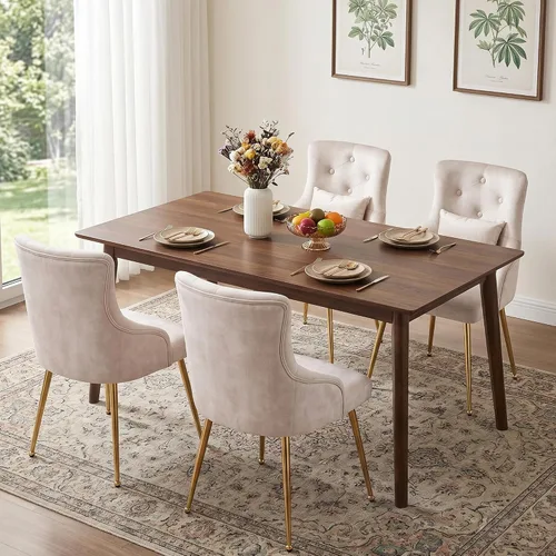 Vista 5 de Sillas de comedor de terciopelo, sillas de acento tapizadas de terciopelo, silla de cocina con patas de metal y almohada lumbar para comedor, sala