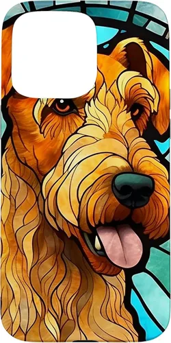 Vista 31 de Airedale Terrier Dog Stained Glass Case for iPhone 17
