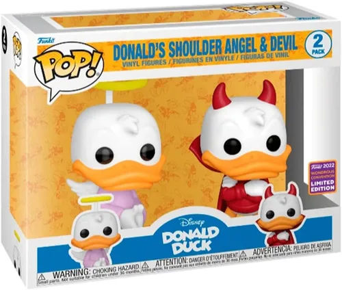 Vista 2 de Funko Figura de vinilo exclusiva de Donald Duck Pop! Disney Donald's Shoulder Angel & Devil