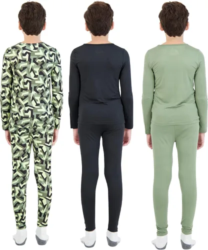Vista 3 de Conjunto de ropa interior térmica para niños y niños pequeños, 6 piezas de manga larga con capa base larga Johns