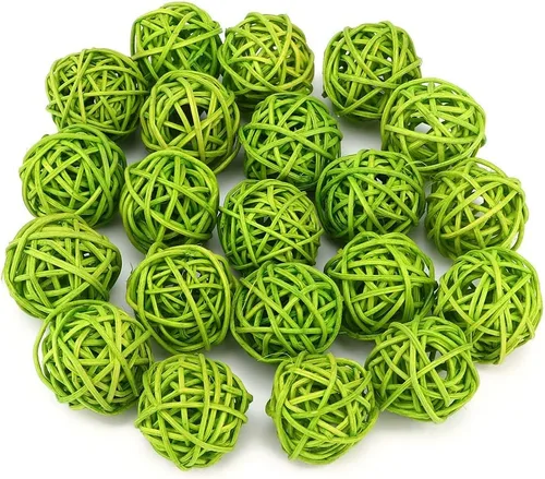 Vista 12 de Bolas decorativas para centros de mesa, 20 unidades, mini bolas de mimbre de ratán, relleno de orbes para decoración del hogar, pájaros, loros