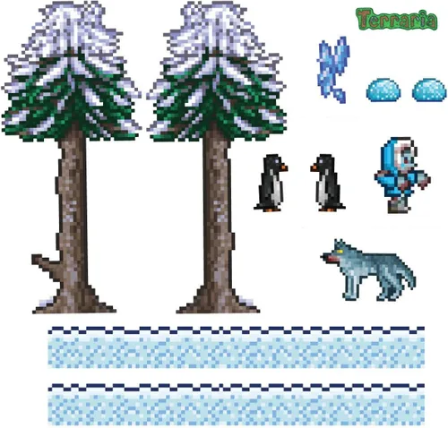 Vista 2 de My Wonderful Walls Terraria Snow Biome - Calcomanías de pared (juego de 10 piezas)