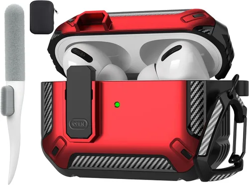 Vista 25 de Maxjoy Funda protectora para AirPods Pro 3 con kit de limpieza, funda rígida militar con bloqueo que absorbe los golpes, azul oscuro