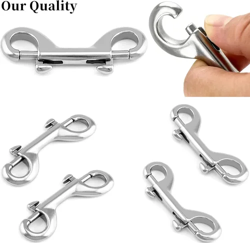 Vista 2 de Dog Lesh - Ganchos de doble extremo para caminar y correr, clips de perro de acero inoxidable para todas las correas de mascotas, cubos