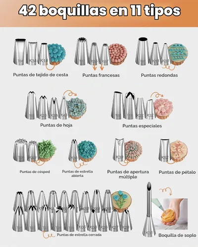 Vista 4 de Kootek Kit de decoración de pasteles de aluminio 180, herramientas