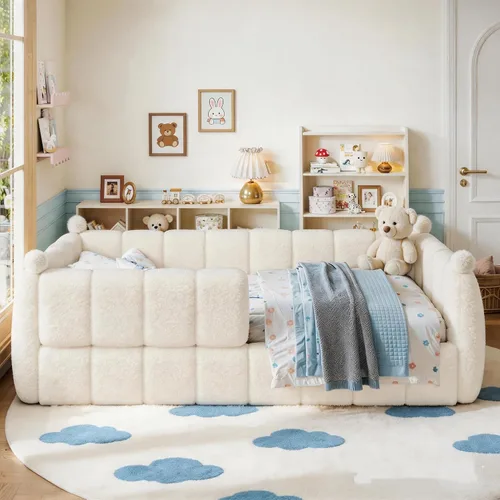 Vista 12 de Cama Montessori de tamaño matrimonial para niños con barandilla Natural