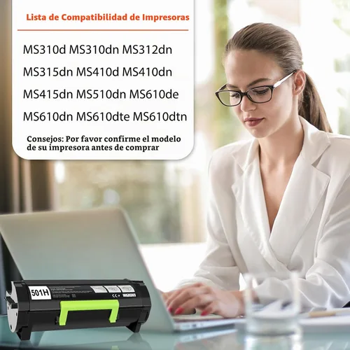 Vista 2 de 50F1H00 501H Cartucho de tóner compatible con Lexmark 50F1H00 50F1000