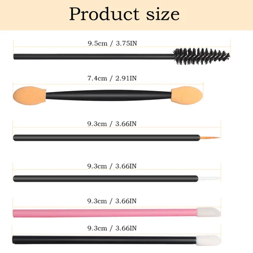 Vista 3 de Kit de herramientas de maquillaje desechables de 300 piezas, cepillo para cejas/cepillo de rímel, aplicadores de labios/aplicadores de sombra