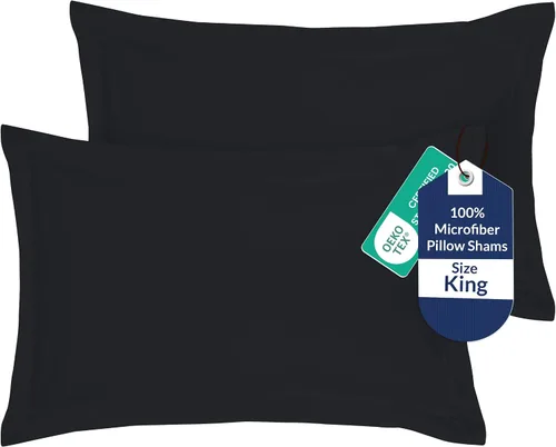 Vista 22 de Royale Linens Paquete de 2 fundas de almohada de tamaño estándar de 20 x 26 pulgadas, microfibra cepillada, fundas de almohada de cama, resistentes