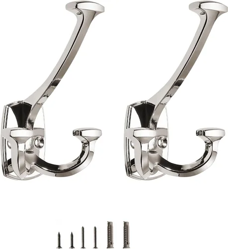 Vista 9 de Ganchos de latón antiguos grandes montados en la pared decorativos de doble cara resistentes para colgar abrigos, toallas, batas, bolsos, ganchos