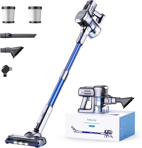 Vista 9 de Lubluelu Aspiradora inalámbrica, aspiradora de palo recargable inalámbrica con motor sin escobillas ligero de 235W, diseño autoportante y manual