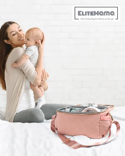Vista 2 de EliteMom - Bolsa de mano para extractor de leche (patente pendiente), elegante bolsa de bombeo con correa para el hombro, compatible con Spectra S1