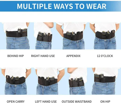 Vista 3 de Funda para pistola Galaxy Belly Band para transporte oculto, funda de pistola doble para manos derecha e izquierda para adultos, hombres y mujeres