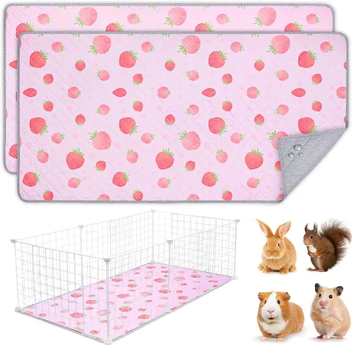 Vista 14 de 2 paquetes de ropa de cama para conejillo de indias, forro lavable para jaula de conejillo de indias, tapete reutilizable para conejillo de indias