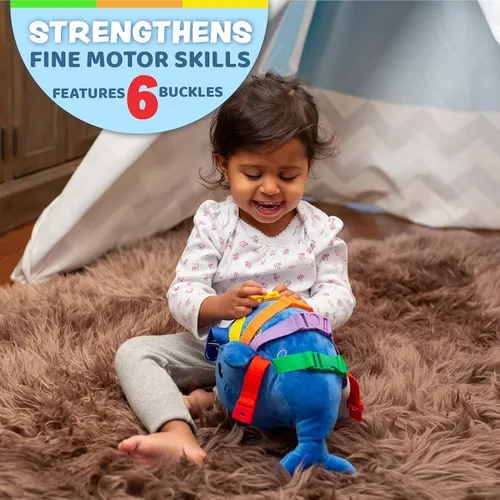 Vista 2 de Ballena azul, peluche de aprendizaje temprano para niños pequeños, actividad para viaje Conteo y reconocimiento de color, juguete de viaje fácil