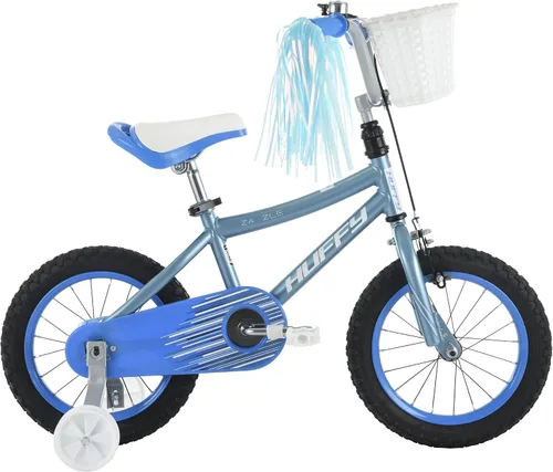 Vista 2 de Huffy Zazzle - Bicicleta para niña con ruedas de entrenamiento, serpentinas y cesta Azul claro