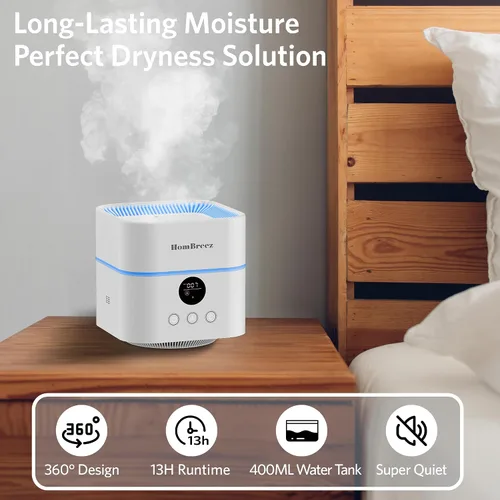 Vista 4 de Purificador de Aire y Humidificador Combo para Dormitorio, Cubre hasta 200 pies², Filtro H13 HEPA Verdadero, Tanque de Agua de 500ML, Difusor