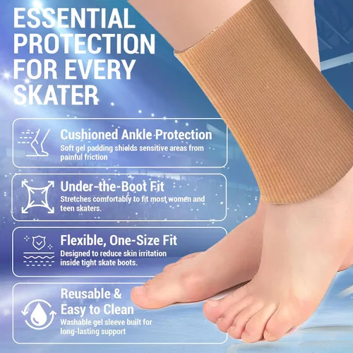 Vista 2 de Kami-So Tobillera de gel para patinaje artístico para mujer Soporte de tobillo para patinadores sobre hielo Protege contra la fricción