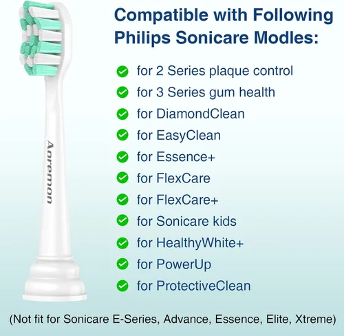 Vista 8 de Aoremon Cabezales de repuesto para Philips Sonicare c2 c1 cabezal de cepillo compatible con Phillips Sonicare y más cepillos de dientes eléctricos