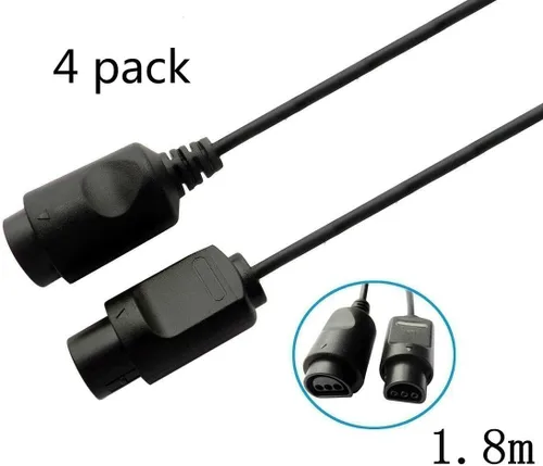 Vista 7 de Paquete de 4 cables de extensión de 6 pies de largo para Nintendo 64 N64