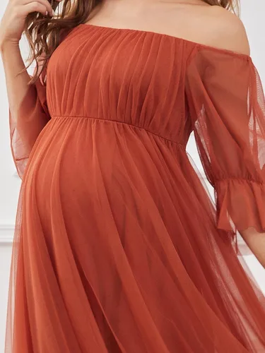 Vista 5 de Ever-Pretty Vestido de maternidad de tul con hombros descubiertos para mujer 20862
