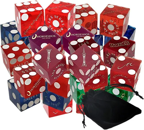 Vista 7 de Authentic Nevada Casino Dice Set 19mm Craps Dice (3 Pairs, 6 Dice) Table-Played Mixed Assortment Lake Tahoe Casinos