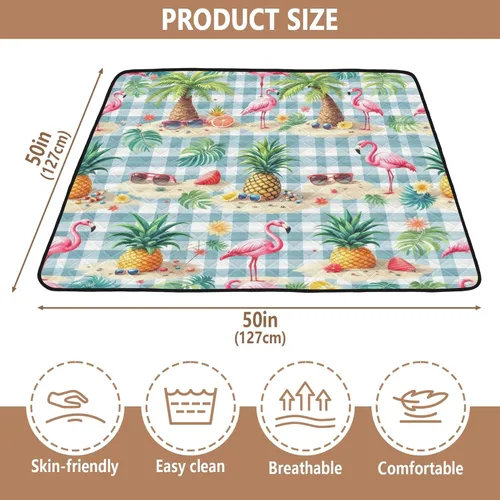 Vista 3 de Coral Tropical Gingham - Tapete suave y grueso para gimnasio y actividades para el suelo, cómodo tapete de gimnasio para bebés y niños pequeños, 50