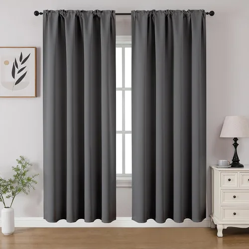 Vista 42 de CUCRAF - Cortinas opacas beige de 45 pulgadas, juego de 2 paneles con bolsillo para barra, cortinas para oscurecer dormitorios y sala de estar