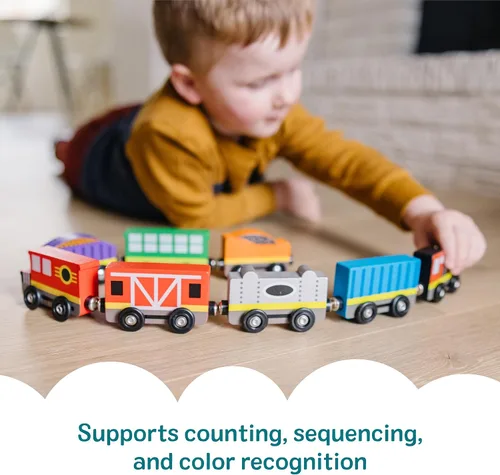 Vista 12 de Melissa & Doug – Tren de madera, vagones de tren