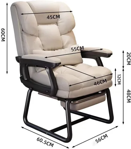 Vista 2 de Silla de oficina de piel sintética suave gruesa con almohada lumbar de espuma viscoelástica y reposapiés oculto. Puedes acostarte con un clic