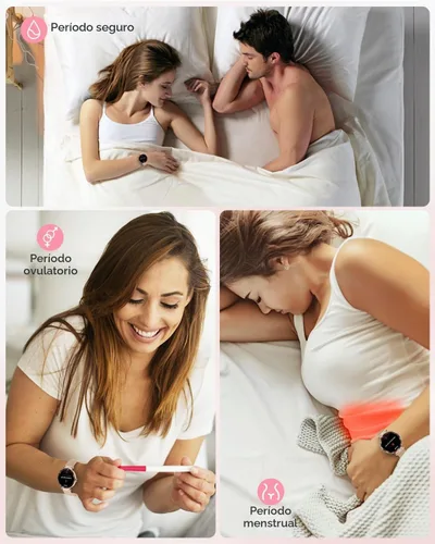 Vista 5 de Relojes inteligentes para mujer (respuesta/hacer llamadas), reloj inteligente AMOED de 1.19 pulgadas para iPhone Android, rastreador de actividad