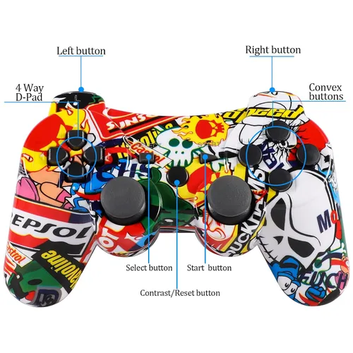 Vista 7 de Ceozon PS3 Controller Wireless 2 Pack Gamepad Compatible for PS3 Remote Joystick with Charging Cables Black and Black
