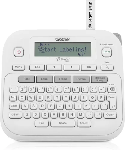 Vista 7 de Brother P-Touch - Máquina etiquetadora PTD220, impresora térmica sin tinta para organización del hogar y la oficina, portátil y ligera, teclado