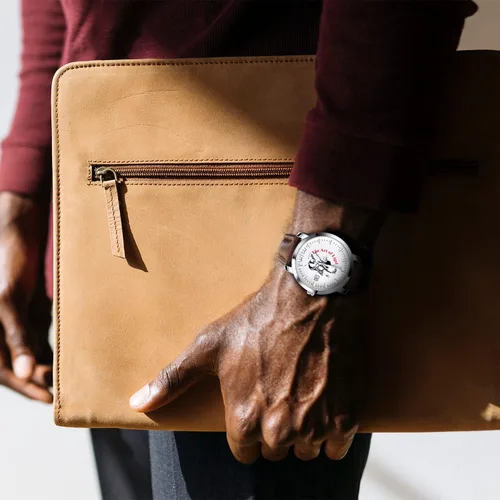 Vista 2 de The Art of Ligel TAL Gentleman's Reloj Esfera blanca clásica Correa de reloj de cuero genuino marrón 1.575in Movimiento de cuarzo suizo