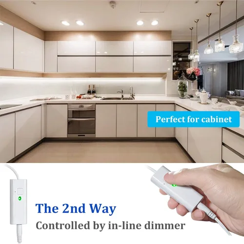 Vista 3 de WOBANE - Tira de luces LED blancas, kit de tira de luz LED regulable, 16.4 pies de luces en cinta flexible para dormitorio, cocina, debajo