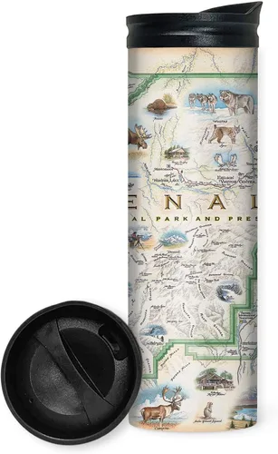 Vista 18 de Xplorer Maps 1000 Islands Map - Vaso de viaje de 16 onzas con tapa resistente a derrames, vaso de café aislado al vacío de acero inoxidable