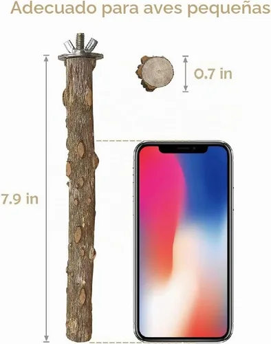 Vista 5 de LIMIO Perca para pájaros, 4 piezas, soporte de madera natural, juguetes para periquitos, accesorios para jaulas de pájaros, suministros de conure