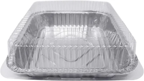 Vista 9 de Fig & Leaf Paquete de 35 moldes cuadrados para hornear pasteles de 8 x 8 pulgadas con tapas de cúpula de plástico, latas de papel de aluminio