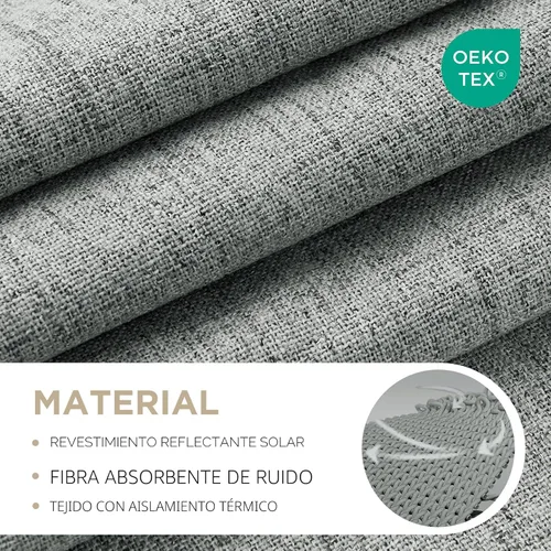 Vista 2 de Joydeco - Cortinas 100 % opacas para dormitorio, cortinas de lino natural, cortinas de bloqueo de luz con aislamiento térmico, bolsillo para barra