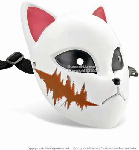 Vista 2 de Munetoshi Kitsune Fox Máscara Sabito Ghost Demon Killer Entrenamiento Anime Manga Cosplay Prop