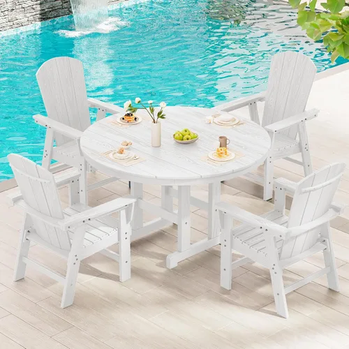 Vista 13 de SERWALL Juego de sillas de comedor Adirondack para exterior, conjunto de 2, sillas de patio de HDPE resistentes a todo clima, color negro