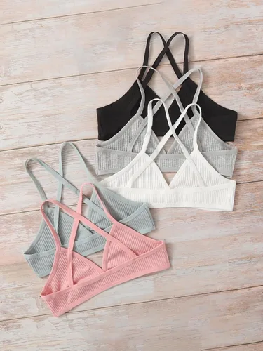 Vista 2 de Verdusa Paquete de 5 bralette con espalda cruzada para mujer